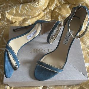 Jimmy Choo Suede Jewel Trim Heels